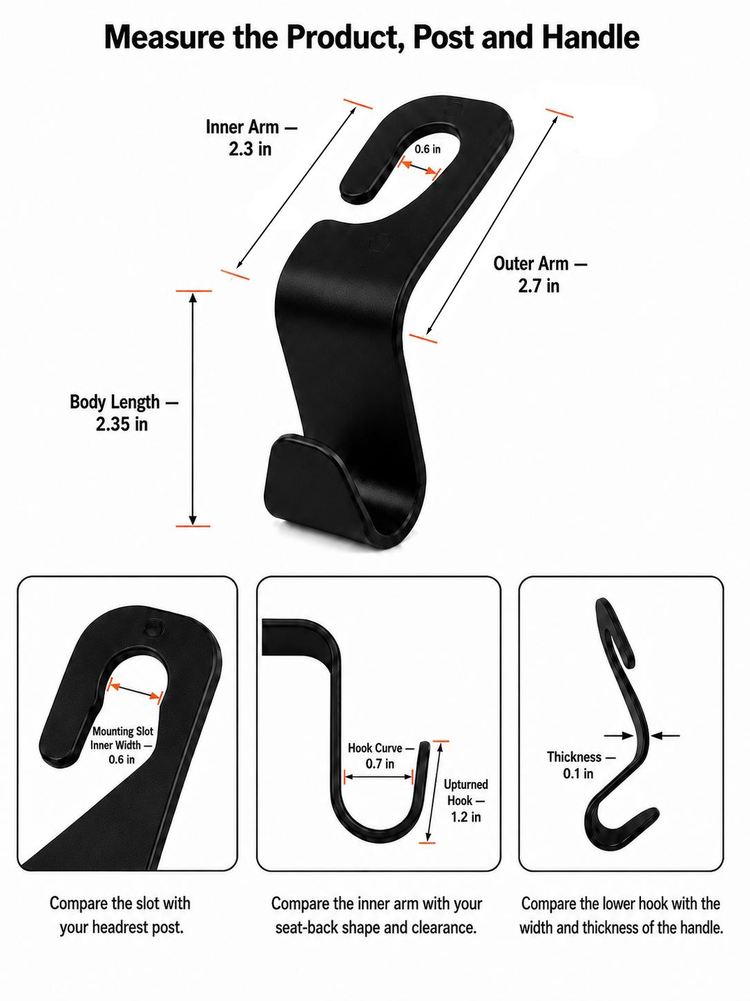 4 Pack Car Headrest Hooks - Car Interior Stowing Backseat Holders, Tool-Free Install Bag Accessories for Shopping Bags, Handbags, Jackets, Holds Umbrellas for Rainy Commutes, Auto Interior Storage , Organizes Items,#TikTokBackToSchool 4 Pack Car Headrest Hooks - Car Interior Stowing Backseat Holders, Tool-Free Install Bag Accessories for Shopping Bags, Handbags, Jackets, Holds Umbrellas for Rainy Commutes, Auto Interior Storage , Organizes Items,#TikTokBackToSchool