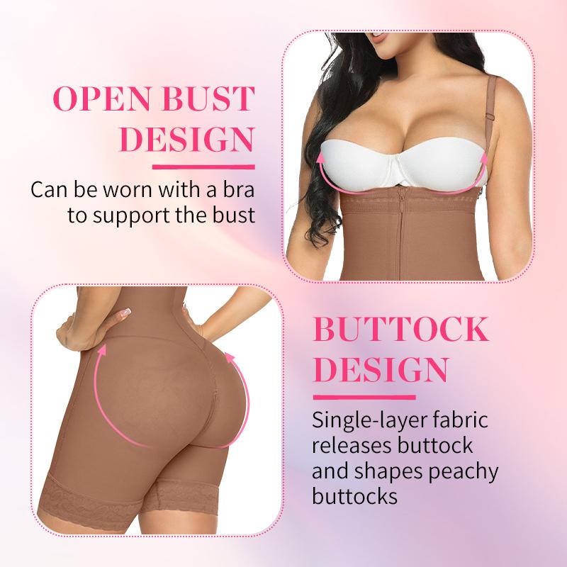 Curvy-faja Compression Shapewear with Open Bust and Zipper for Tummy Control - Womenswear, Underwear Fabric High Waisted