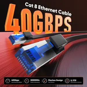 Cat 8 Class Braided Ethernet Cable, 40gbps Speed, 2000mhz Bandwidth, High-Performance Networking Solution