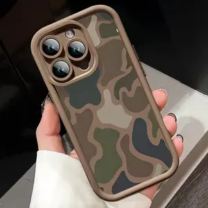 Soft Phone Case for iPhone 17 16 Pro Max 15 Plus 14 13 12 11  Air XR XS E Camouflage Harmony Pattern TPU Bumper Camera Lens Protection Rugged Durable Phone Cover
