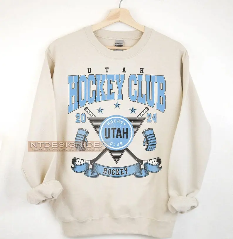 Vintage utah hockey club Ice Hockey Crewneck Sweatshirt, Custom Hockey Sweatshirt, Gifts for utah fans , Unisex , Tee ,Trending