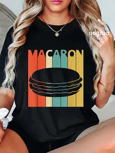 100% Cotton Vintage Retro Macarons T-shirt Macaron Lover Food T Shirts Gifts