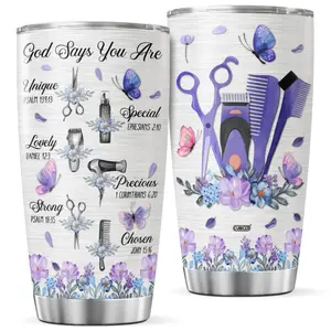Hair Stylist Coffee Tumbler 20oz Travel Mug with Lid - Insulated Stainless Steel Cup for Hairdressers and Women - Beverage, Flasks