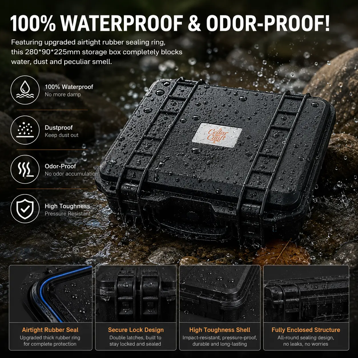 Portable Waterproof Odor Proof Storage Box Lightweight Travel Carry Organizer for Daily Use