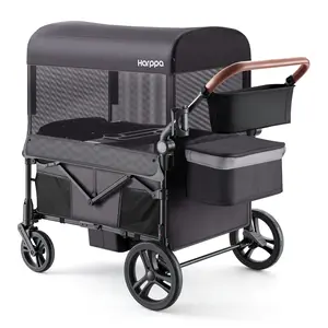 HARPPA Baby Stroller Wagon, Lightweight Folding Adjustable 2-Seat/4-Seat Travel Stroller, Canopy, Push-Pull Handle, EVA Foam All-Terrain Wheel, Large Storage, Outdoor/Camping Use, Lightweight Travel Stroller, Adjustable Stroller,summerwins
