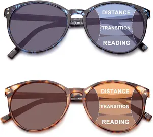 2Packs Progressive Multifocus Sunglasses for Women - Ladies Multifocal Sun Readers Reading Glasses with UV Protection