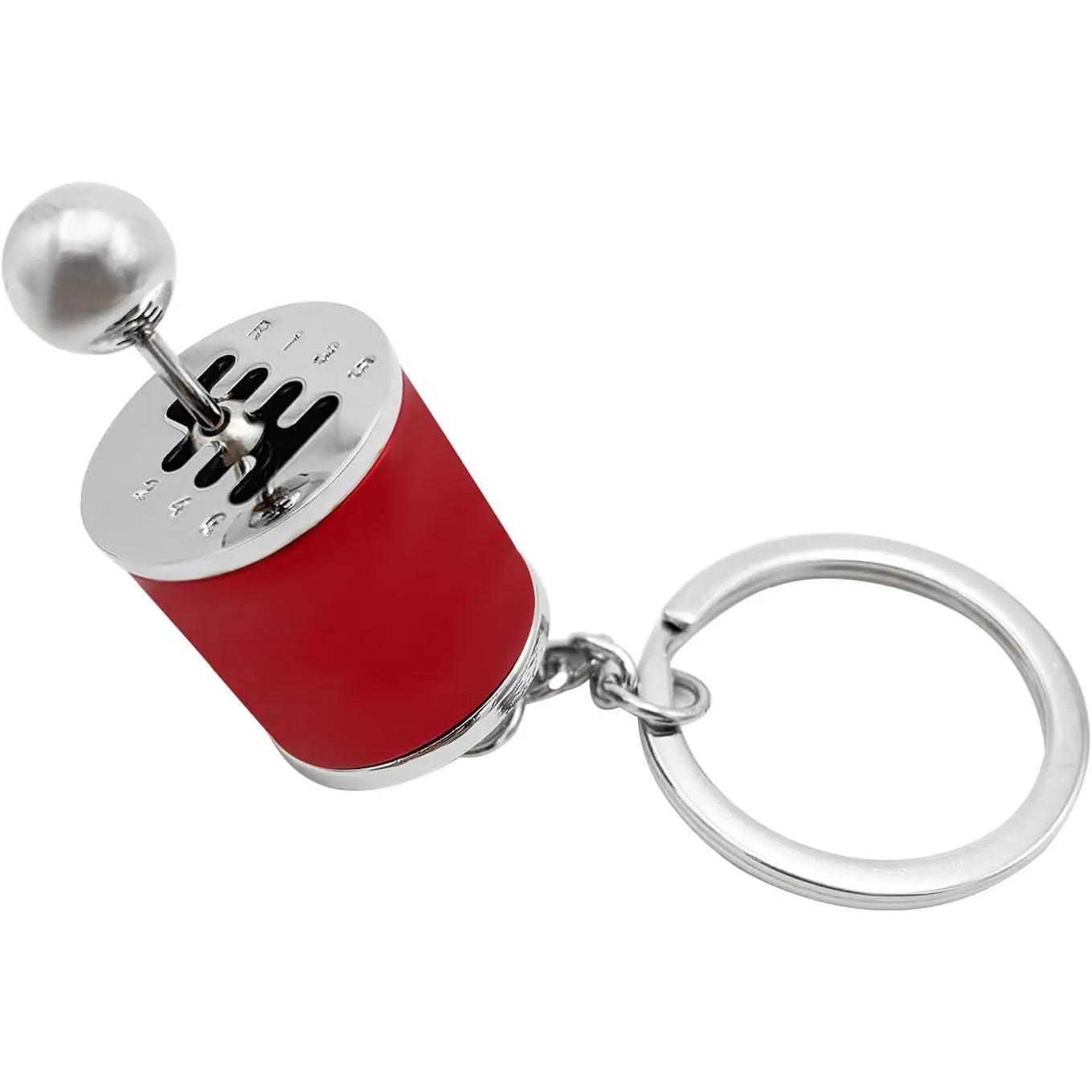 Shifter Gear , Creative 6 Speed Manual Transmission Shift Lever Keyring, Auto Gearbox Shifter Key Chain (Red)