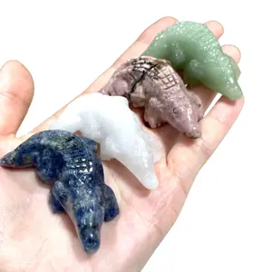 5 Counts Different Material Crocodile Crystal Larvikite Red Obsidian Fire Quartz Strawberry Quartz Green Aventurine Healing Stone Home Decoration