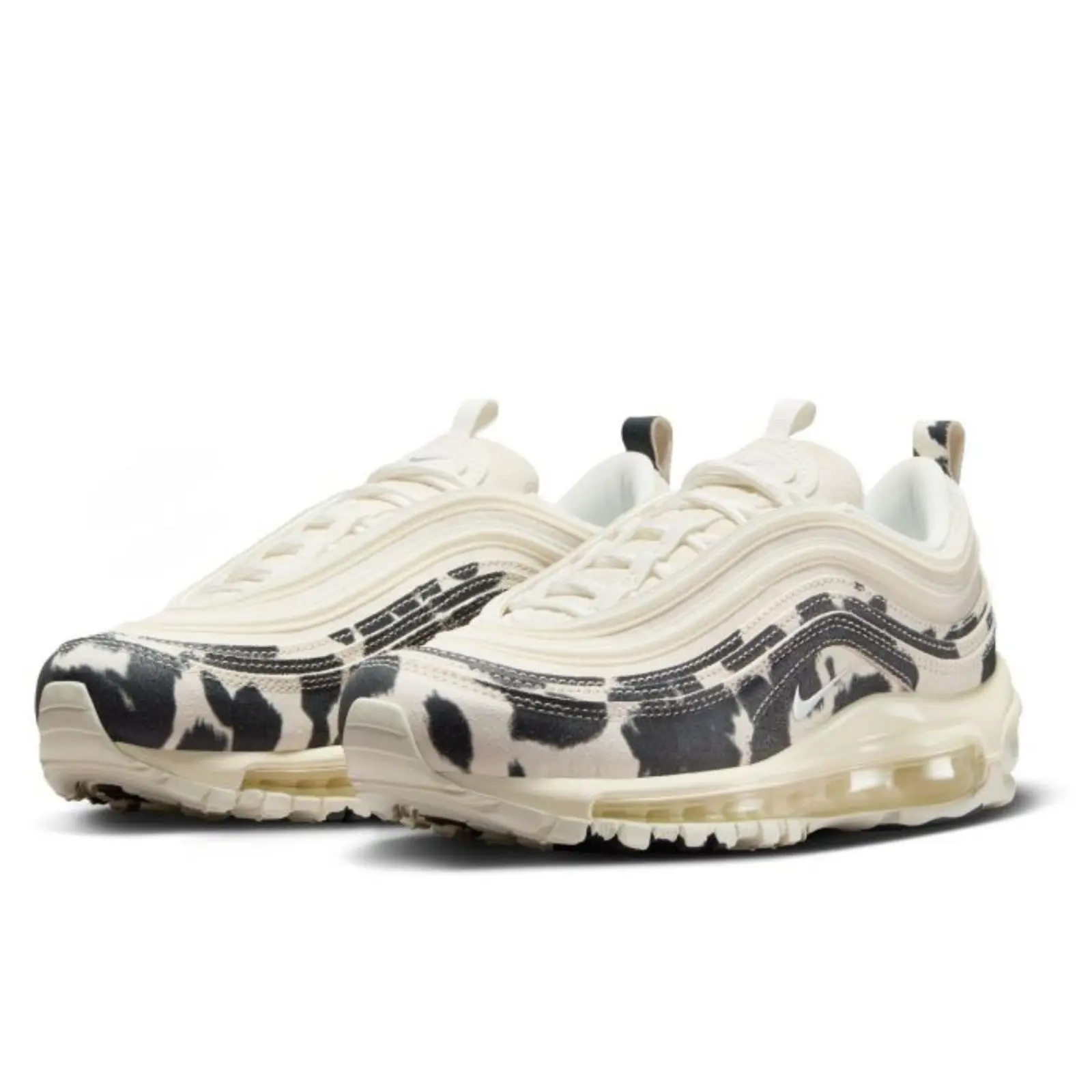 Nike Air Max 97 Women's Sneakers FN7173-133 / Sail / Chrome / Black / Retro Running Shoes / Lifestyle Sneakers / Cushioned Athletic Footwear / Low Top Casual Shoes / Everyday Women's Footwear / Streetwear Sneakers