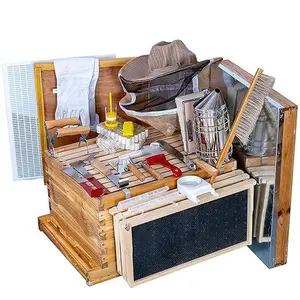 MayBee Hives 8/10 Frame Bee Hive Complete  Starter Kit Include 22 pcs Bee Hive Tools for Beginners Pro Beekeepers Beekeeping ,Wax Coated Langstroth Bee Box with 100% Beeswax Plastic Foundation,22 Bee Equipment :Wood Brush Safety Beekeeping Equipment