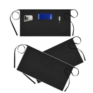 3 Pocket Short Waiter Apron, Kitchen Apron, Oil-Resistant Easy Clean, Unisex Coffee Shop Restaurant Employee Uniform, Ideal for Men and Women, Easy Cleaning Apron