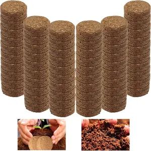 60pcs 40mm Compressed Coco Coir Fiber Potting Soil - Expanding Organic Coco Coir Pellet Fiber Soil, Peat Soil Pellets Seeds Starting Plugs for Planting (60, 1.57Inch)