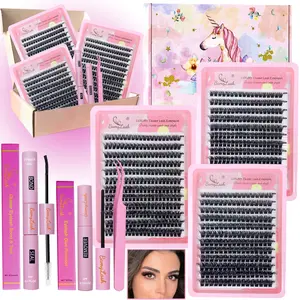 Volume Full False Eyelashes with Adhesive & Tweezers & Lash Remover Oil, 3 Boxes Mixed Length Eyelash Kit, Eyelash Extension Glue, Eye Makeup Accessories, Cosmetic