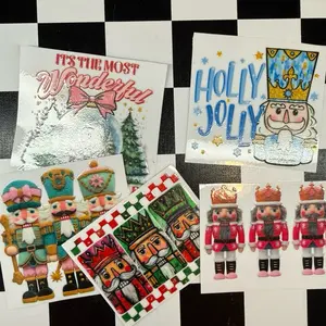 Nutcracker bundle: 3 inch UVDTF prints made in Minneapolis by me, ItsRozeyBoo. This package of 5 high quality prints. It is perfect for adding to acrylic blanks with some glitter and resin to make your own customized ornaments.
