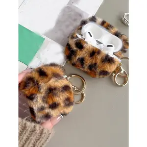Cheetah Print Apple Tortoise Shell Phone Case Leopard Print Plush Case Compatible with Airpods Compatible with Airpods1/2 Airpods Pro  na