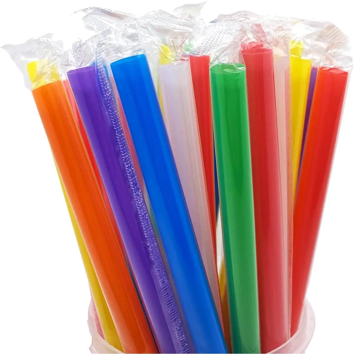 Straws Disposable Boba  Smoothie Milkshake 100 count Wide Straws for Boba  Shake Drinking(9.45" Tall, 0.43" Diameter)