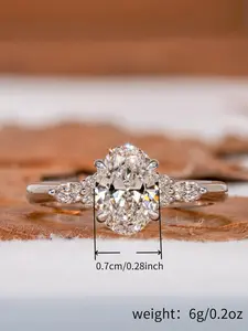 Luxury Moissanite Ring, European and American Fashion, Super Shiny, Elegant Ring, Diamond-Set Pearl Engagement Wedding Ring for Women, Solitaire Engagement Rings