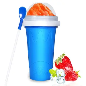 Slushy Cup, TIK TOK Slushie Maker Cup Frozen Magic Squeeze Cup, Ice Cream Maker Cup, Cool Stuff Trending Tiktok Items Homemade DIY Cool Gadgets with Lid & Straw (350ML, Kitchen Utensils Mug