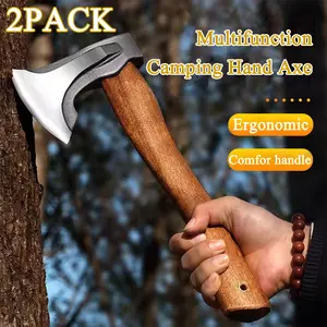 2 Packs - Outdoor Camping Firewood Axe (free Leather Case) Pure Steel Forged Woodworking Axe, Easy To Carry Axe