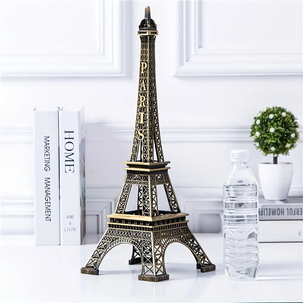 Bronze Metal Eiffel Tower Decor Figurine - Living Room Interior Home Decor Table Centerpiece, Paris Landmark Travel Souvenir, Juneteenth Valentines Day Gift
