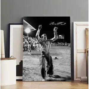 Vintage Lane Frost Poster with Signature, Legendary Bull Rider Rodeo Scene, Classic Western Wall Art, Aesthetic Print bathroom bedroom living room decor high-definition