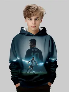 Teenage Hip-Hop Retro Style, 3D Fashion Kids Casual Graphic Team Hoodie, All-Over Print, Long Sleeve, Comfortable and Durable, Daily Wear