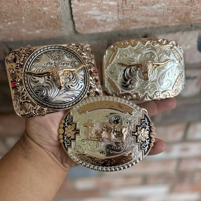 Western Belt Buckle - Longhorn or Praying Cowboy Design Fashion Accessory