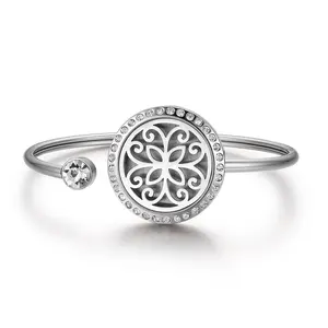OIDEA Women's Stainless Steel Essential Oil Diffuser Locket Bracelet - Openable Aromatherapy Bangle with 10 Refill Pads, Bracelets