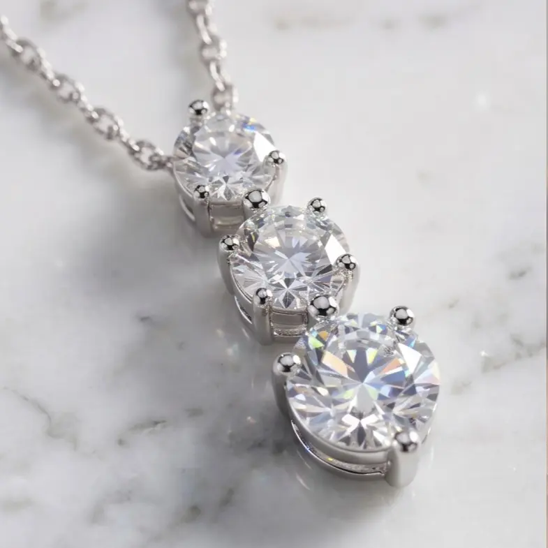 925 sterling silver lab created white sapphire pendant with 18" chain
