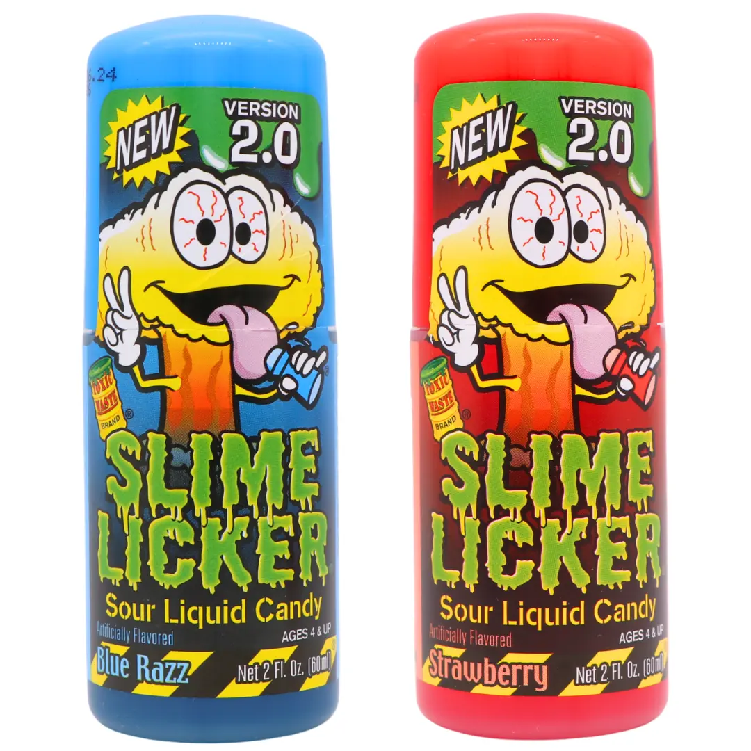 Slime Licker 2.0 Sour Liquid Candy, Blue Razz or Strawberry (1 Slime Licker 2.0)