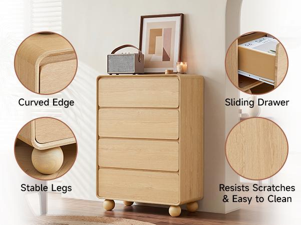 Giratree Modern 4 Drawer Dresser for Bedroom, 31" Wide Wooden Dresser Chest of Drawers, Handle Free & Curved Profile Design, Mid Century Closet Clothes Storage Organizer for Living Room Giratree Modern 4 Drawer Dresser for Bedroom, 31" Wide Wooden Dresser Chest of Drawers, Handle Free & Curved Profile Design, Mid Century Closet Clothes Storage Organizer for Living Room