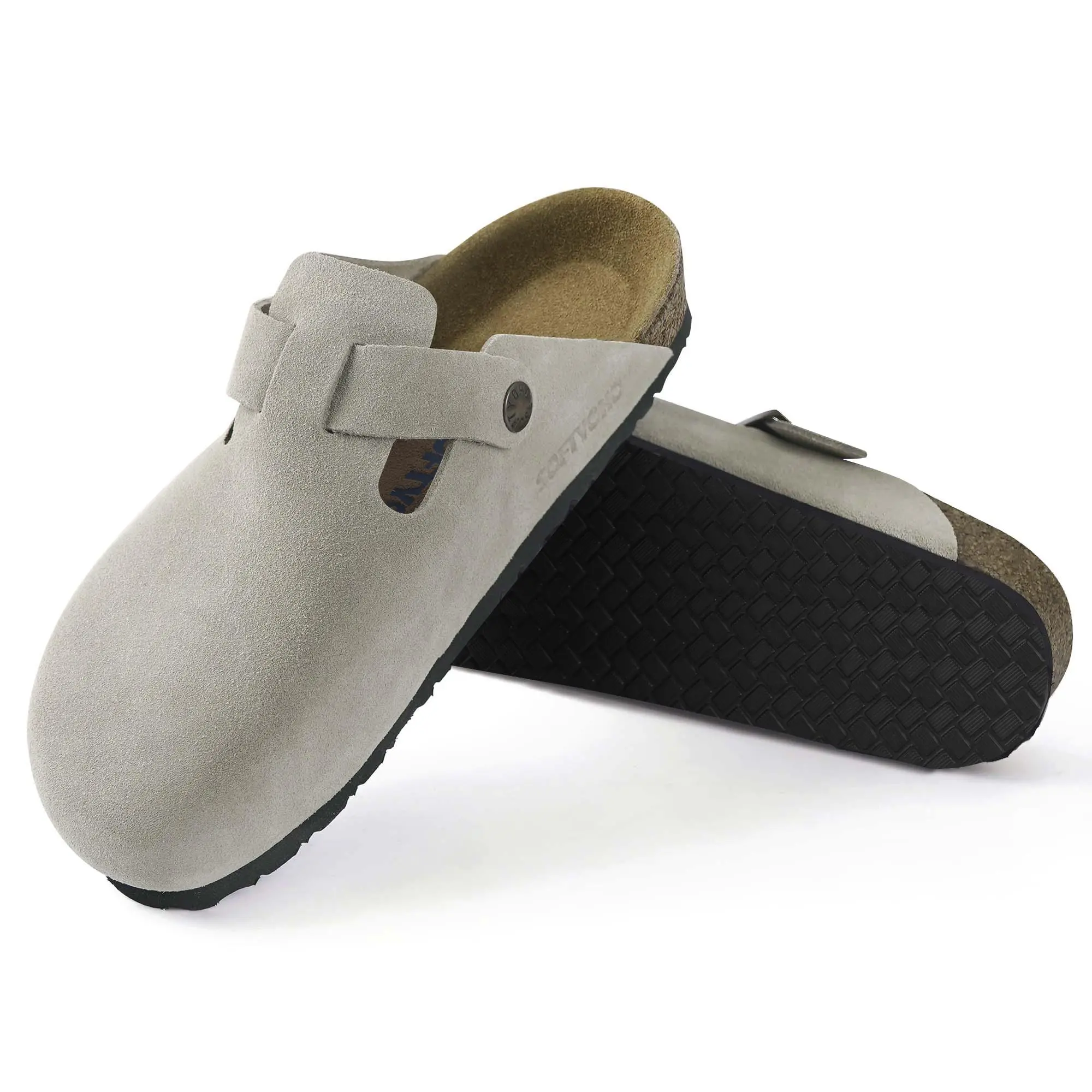 Women's Suede Clogs Leather Mules Cork Footbed Sandals Potato Shoes with Arch Support  Comfort