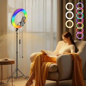 10" Dimmable LED Video Light  with 70.8" Tripod Stand, Ring Lights with RGB Color Mode & Adjustable Brightness, Ideal Lighting for Makeup, YouTube, Live Stream, Makeup. #new year #selfie light #valentine's day