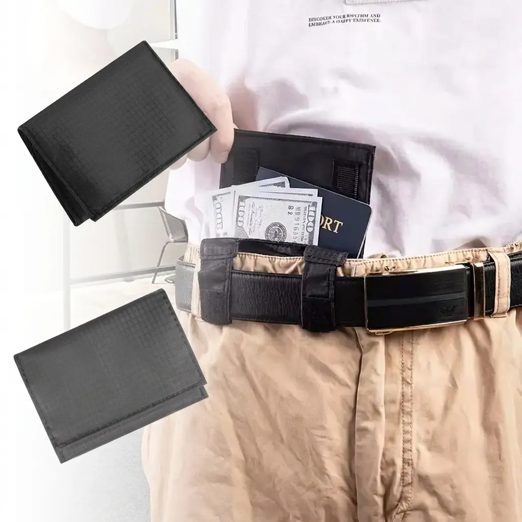 Anti-Theft Passport Pouch, Multifunctional Phone and ID Waist Pouch, Slim and Snug-Fitting Travel Document Pouch, Can Be Attached to a Belt