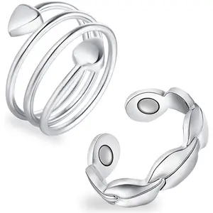 2PCS Copper Rings for Women,99.99% Pure Copper Magnetic Thumb Ring with Magnet,Lymphatic Jewelry Gifts for Womens