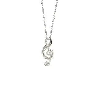 Treble Clef Necklace for Women, Silver Chain Necklace with Musical Note Pendant
