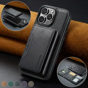 Magnetic Detachable Wallet Case for iPhone 16/15/14/13/12 Pro Max Plus, Synthetic Leather Smartphone Protective Cover with Card Slots & Pocket Design