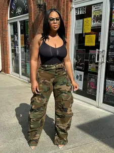 New European and American Style Cargo Pants, Casual Outdoor Pants, Casual Loose Fitting Trousers, Casual Streetwear Trousers, Women's Stylish and Modern Apparel