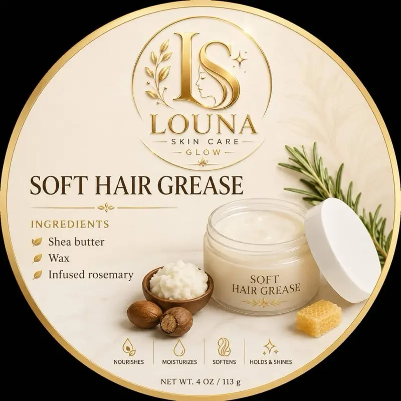 Louna skincare glow soft hair grease