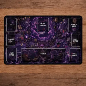 PKM Geenggar With Zones Playmat Anime Funny Gaming Meme Desk Mat Trading Card Gaming Mat and Mouse Pad
