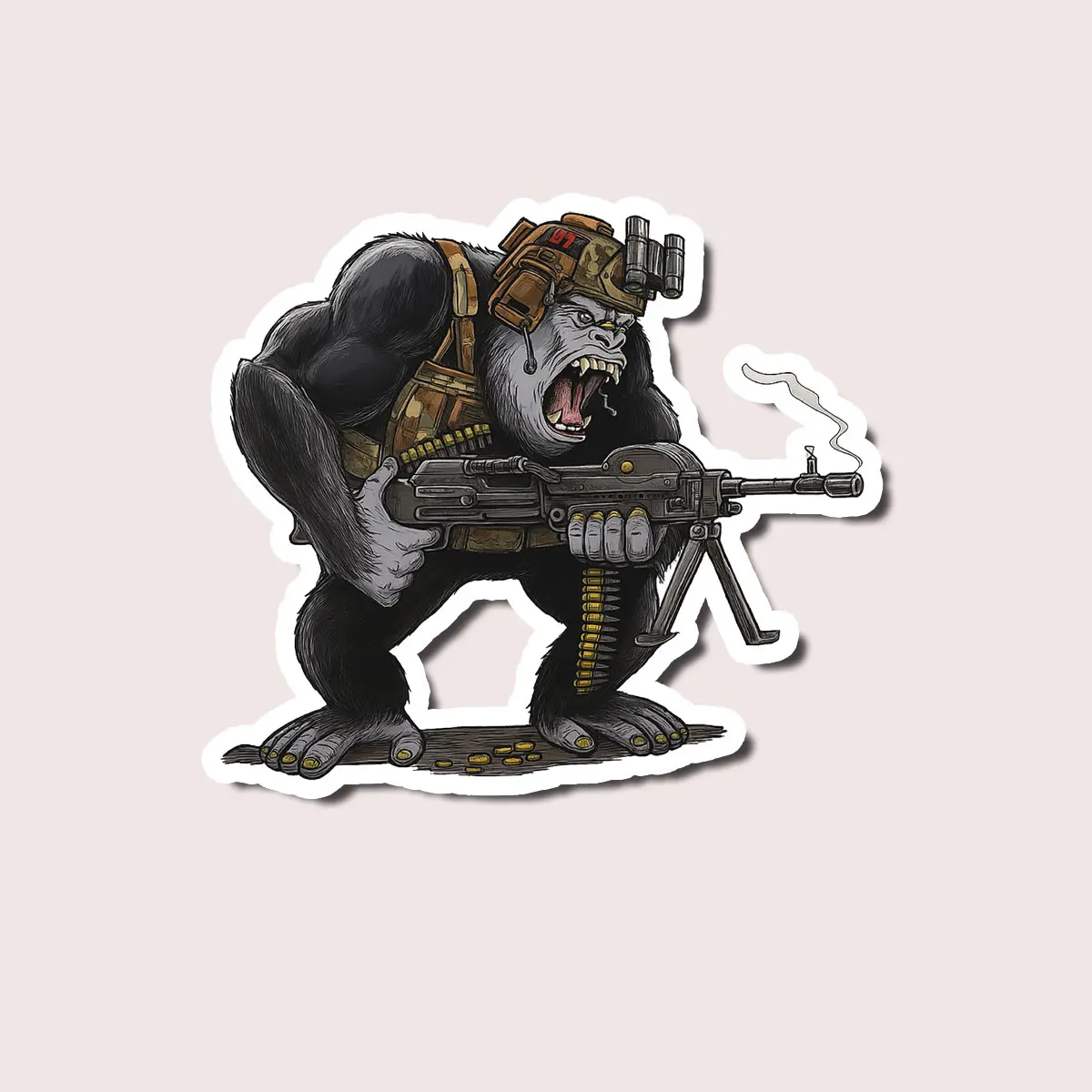 Tactical Kong Sticker, Tactical Ape Vinyl Decal for Guns, Laptops, Water Bottles, Notebooks, Cars, Motorcycles, Combat Monkey Sticker