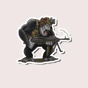Tactical Kong Sticker, Tactical Ape Vinyl Decal for Guns, Laptops, Water Bottles, Notebooks, Cars, Motorcycles, Combat Monkey Sticker