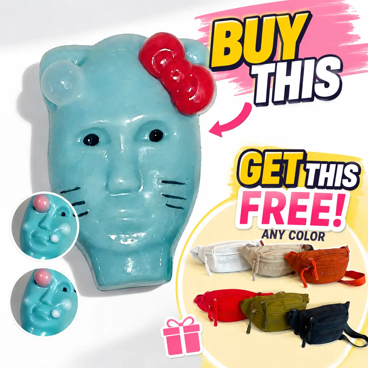 Silicone Funny Pimple Popping Kitty Toy Game - Water Spray DIY Kit, Creative Prank Gag Gift, Birthday Presents for Kids, Party Favor