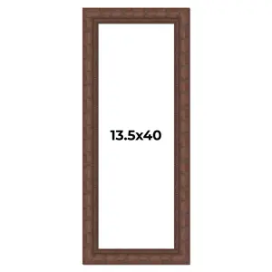 13.5x40 Brown Wide Bamboo Picture Frame - UV Acrylic, Foam Board Backing, Hanging Hardware