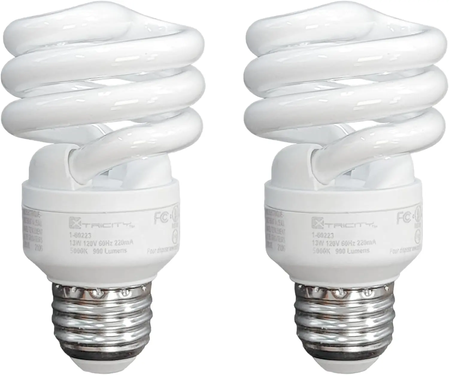 Compact Fluorescent Light Bulbs T2 Spiral, E26 Base, 23W (100W Equivalent), 2700k Soft White, 1600 Lumens, CFL, 120V - UL Listed, (2 Pack)