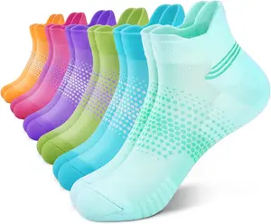 PAPLUS Ankle Compression Socks for Women 6 Pairs, Running Socks with Heel Tab, Cushioned Low Cut Athletic Socks