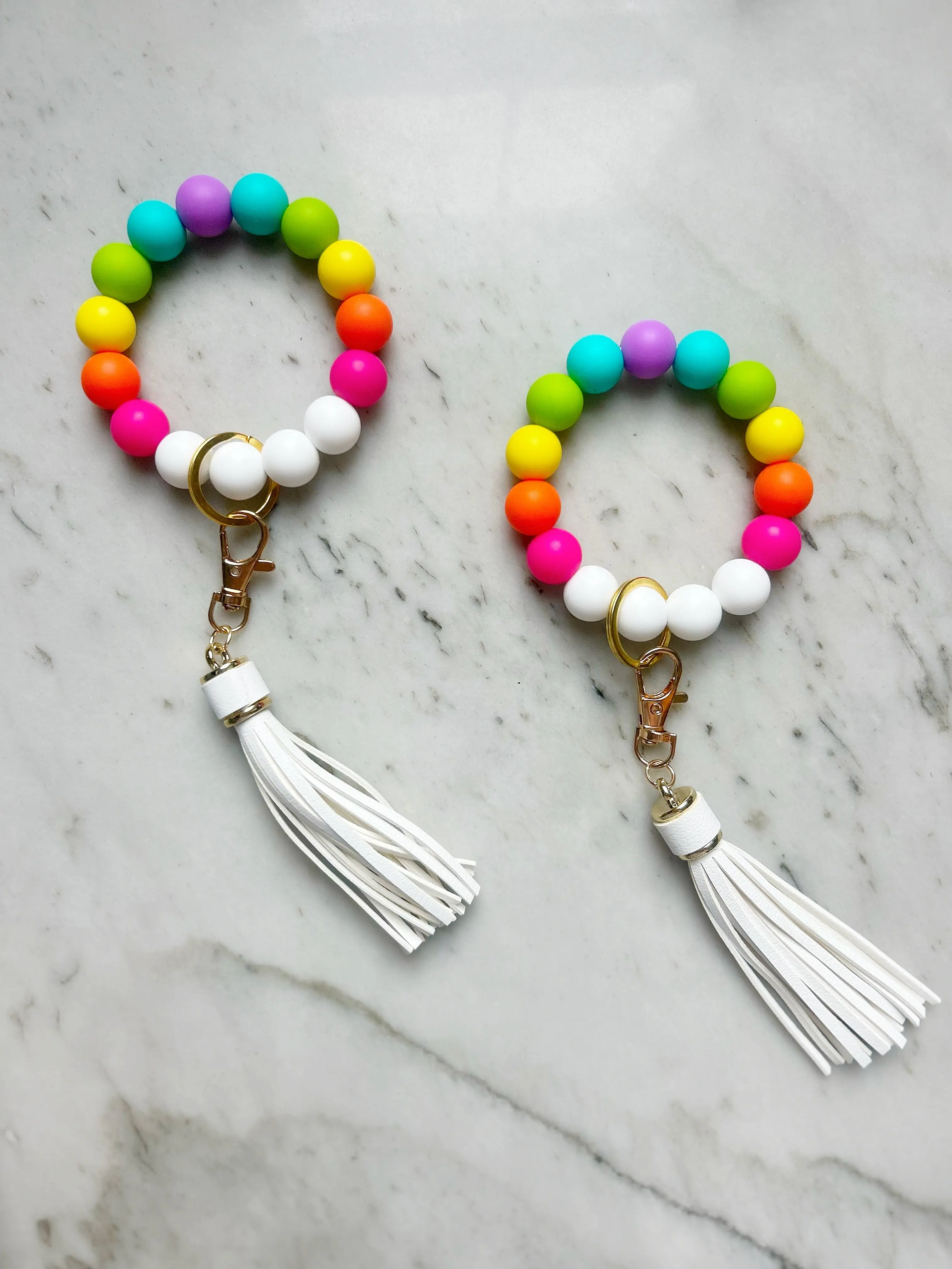 Neon Rainbow Wristband Keychain