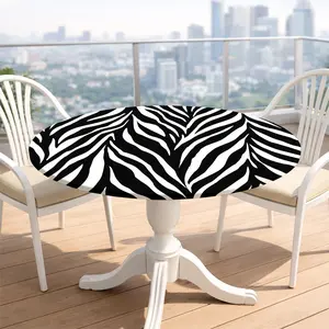 1 piece zebra pattern digital printing, elastic round tablecloth, elastic tablecloth is suitable for dining tables, removable, suitable for kitchens and restaurants, versatile and practical