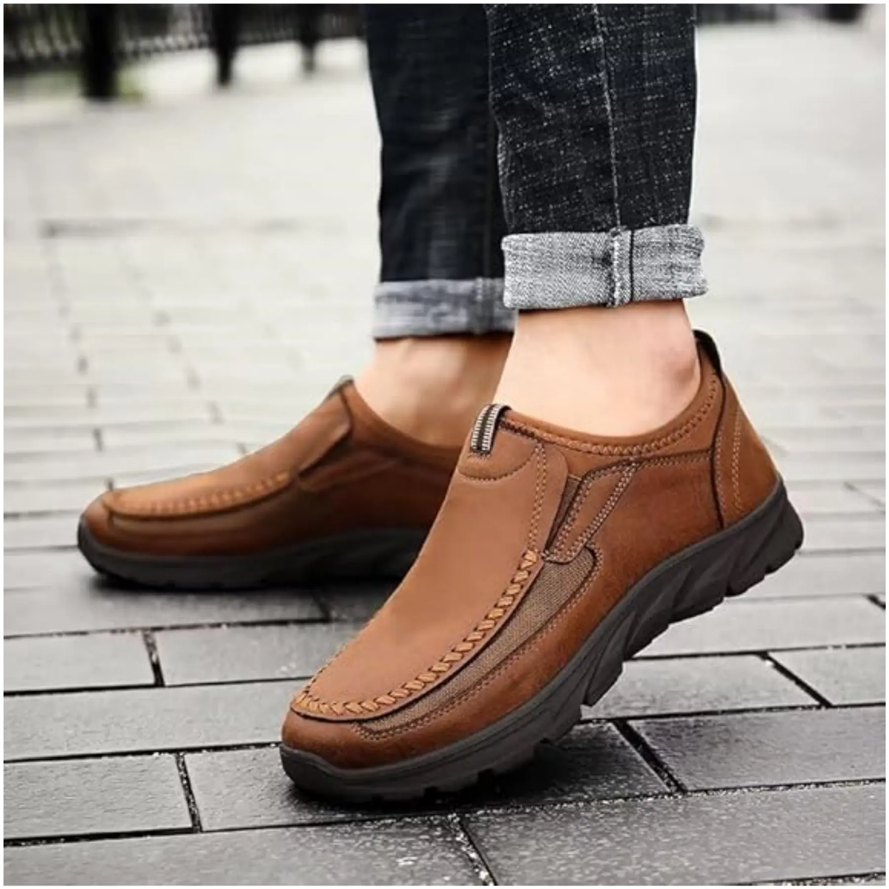 Men Casual Slip On Loafers, Mens Comfortable Moccasin Shoes for Walking and Driving, Soft Daily Sneaker