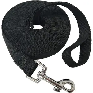 Nylon Training Dog Leash for Small Medium Large Dogs, 20ft Long Puppy Lead for Obedience Recall Training Camping, Black